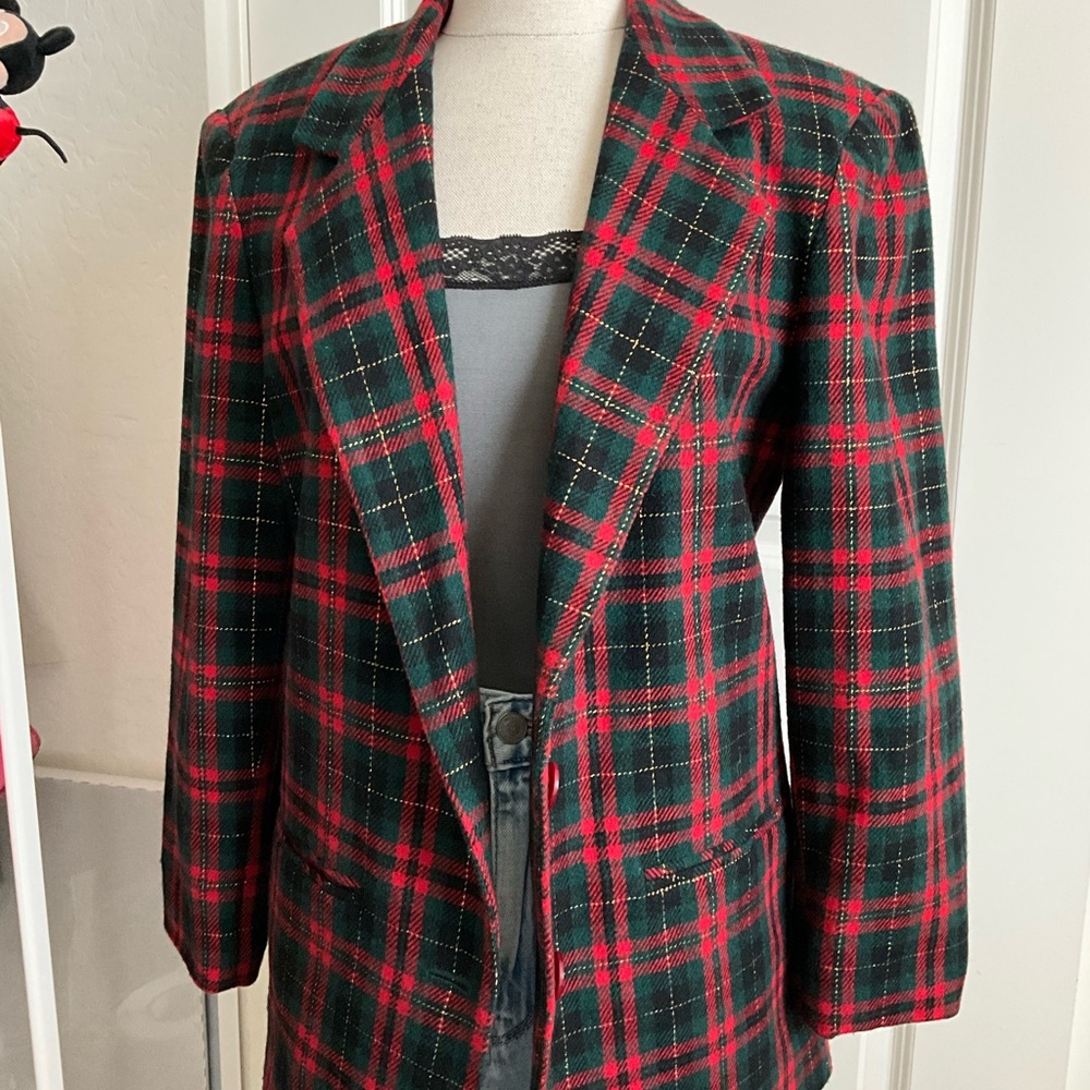 Plaid Women's Jacket - Red and Green
